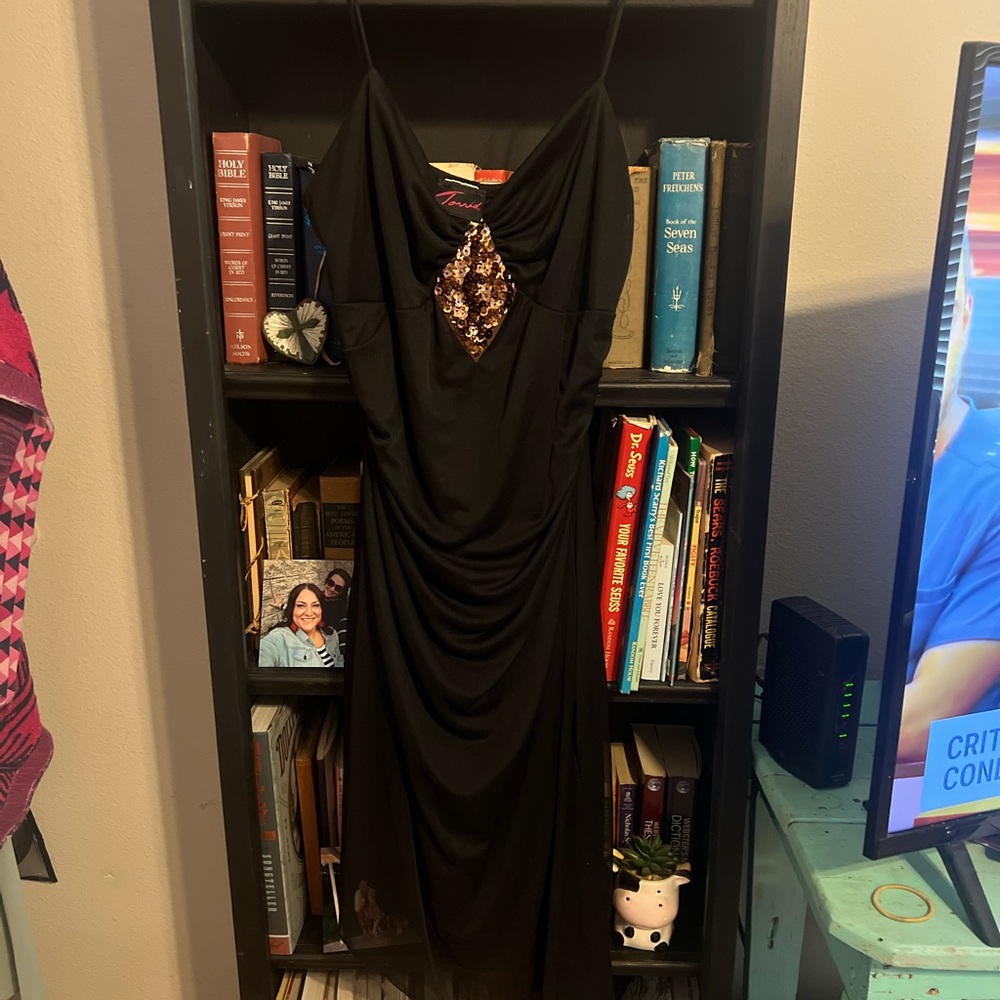 Torrid Black Asymmetrical Cowl Neck Slip Dress